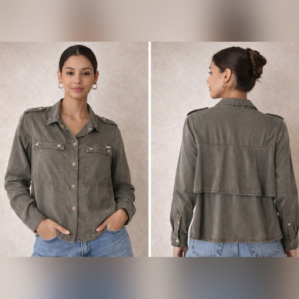 ⭐️ Guess- Olive Green Jacket - Women's Casual Button-Front Coat